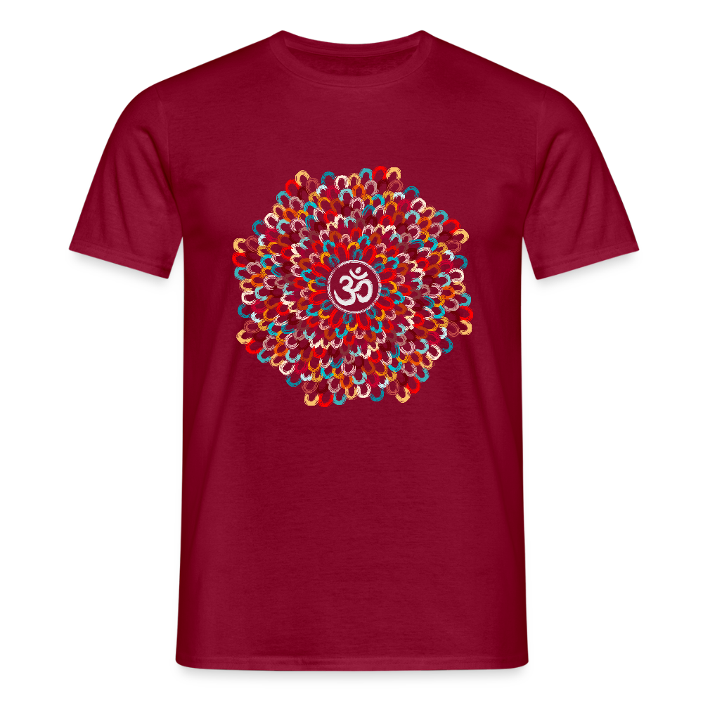 Yogi, Prana Mandala Om - Bunte Federn - Männer T-Shirt - Ziegelrot