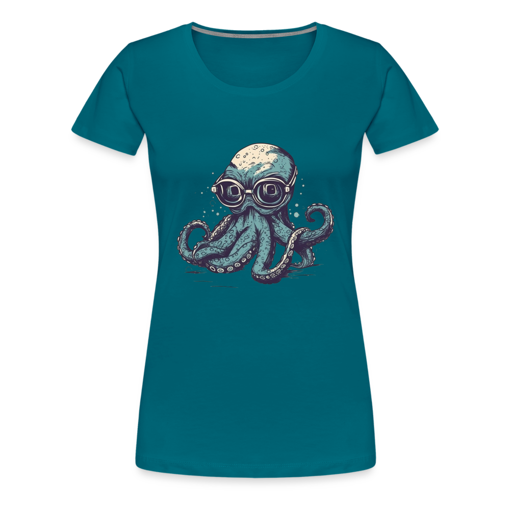 Nerdy Comic Oktopus mit Brille - Frauen Premium T-Shirts - Divablau