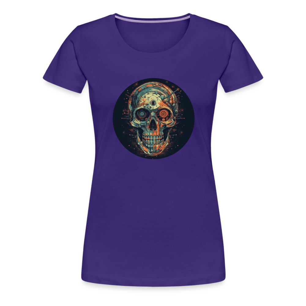 Retro Futuristischer Totenkopf Skull Cyborg- Frauen Premium T-Shirt - Lila