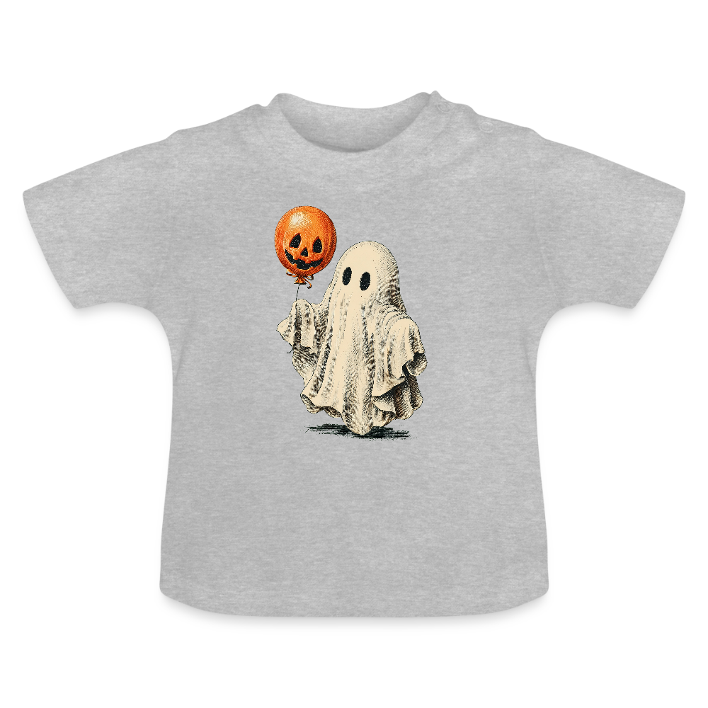 Süßer Halloween-Geist - Baby Bio-T-Shirt mit Rundhals - Grau meliert