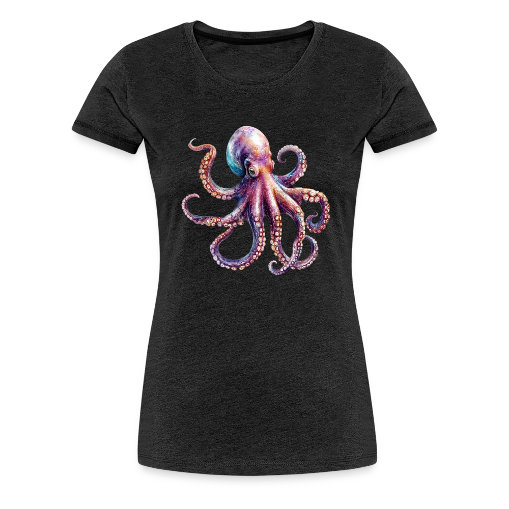 Cooles Wasserfarben Aquarell Oktopus Design - Frauen Premium T-Shirts - Anthrazit