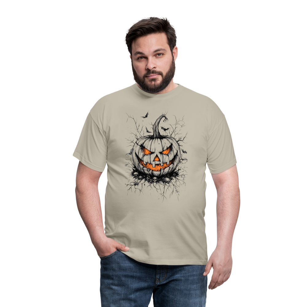 Gruseliger Horror Kürbis - Halloween Motiv - Männer T-Shirt - Sandbeige