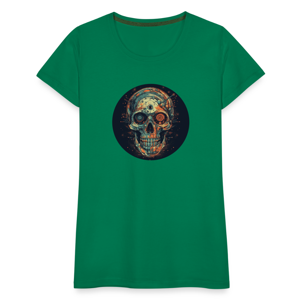 Retro Futuristischer Totenkopf Skull Cyborg- Frauen Premium T-Shirt - Kelly Green