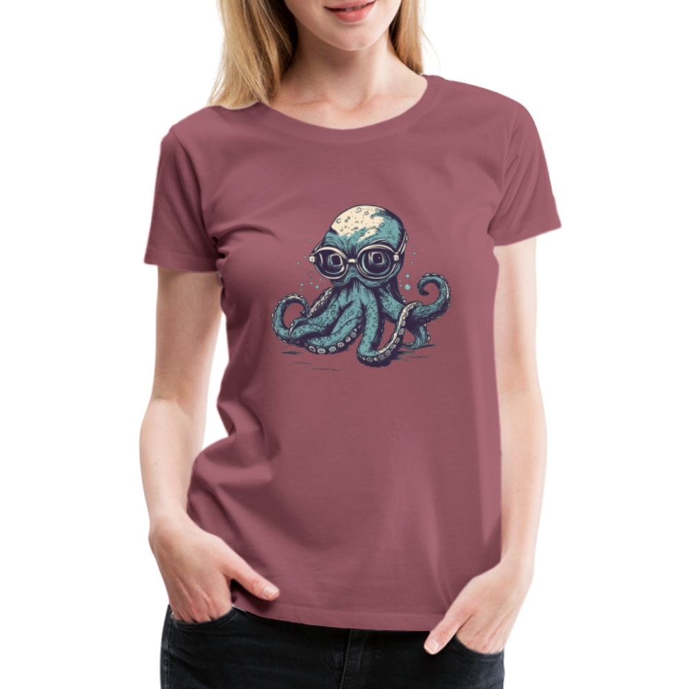 Nerdy Comic Oktopus mit Brille - Frauen Premium T-Shirts - Malve