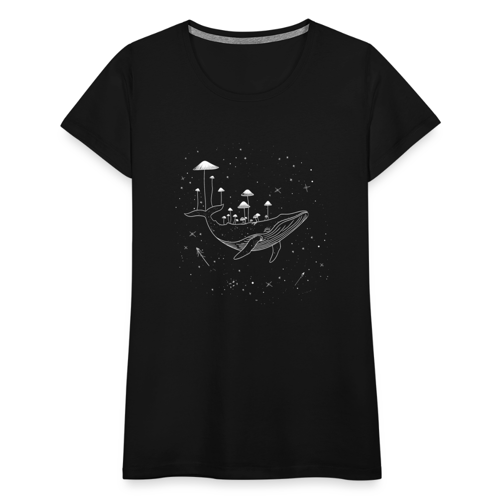 Surrealer Wal mit Pilzen im Weltraum mit Sternen - Frauen Premium T-Shirt - Schwarz