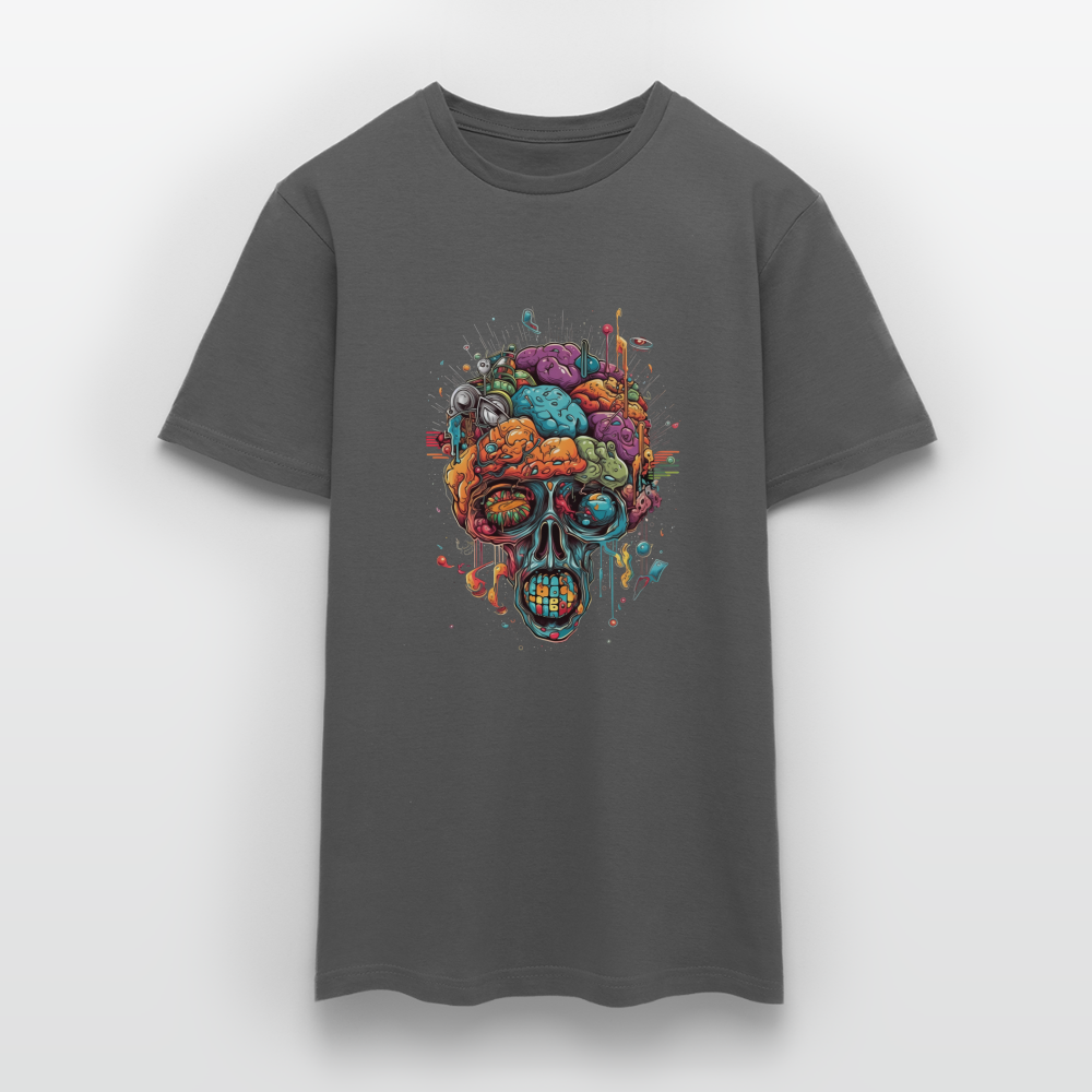 Surrealistischer, psychedelischer Totenkopf - Männer T-Shirt - Anthrazit