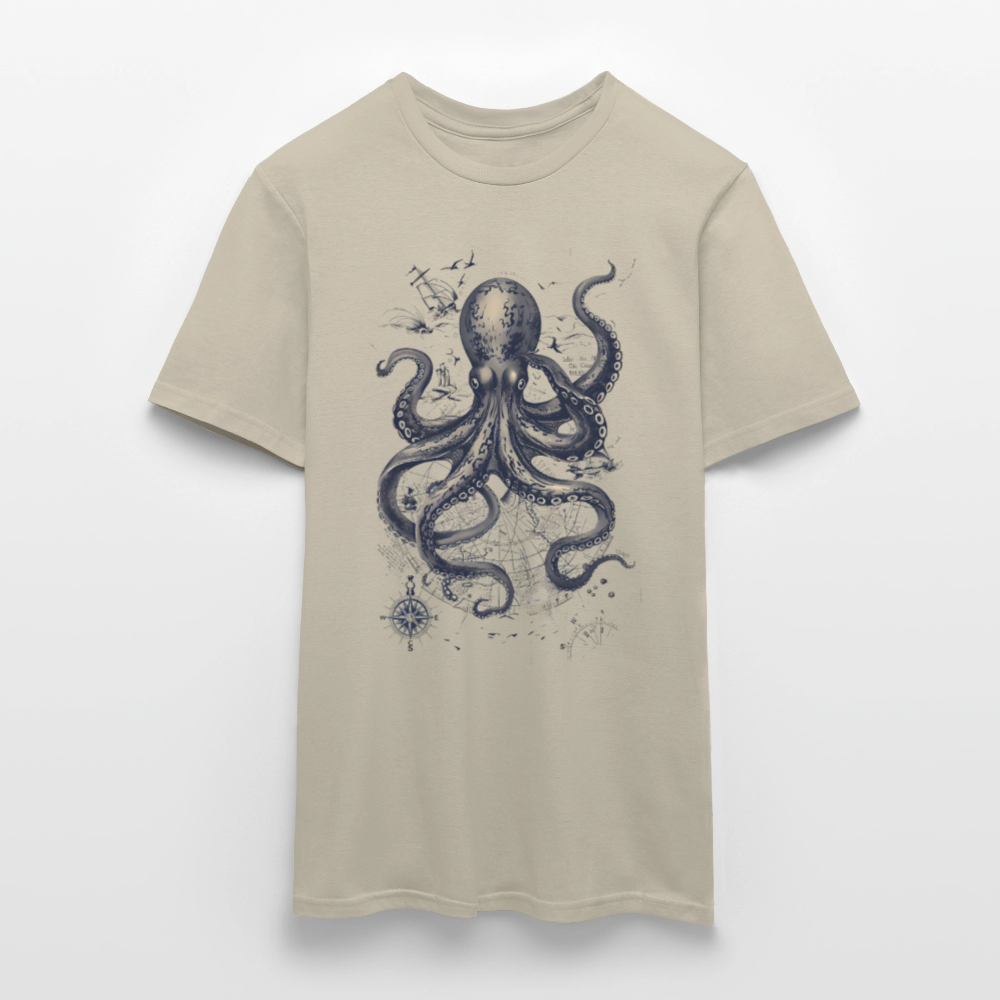 Steampunk Oktopus - Männer T-Shirt - Sandbeige
