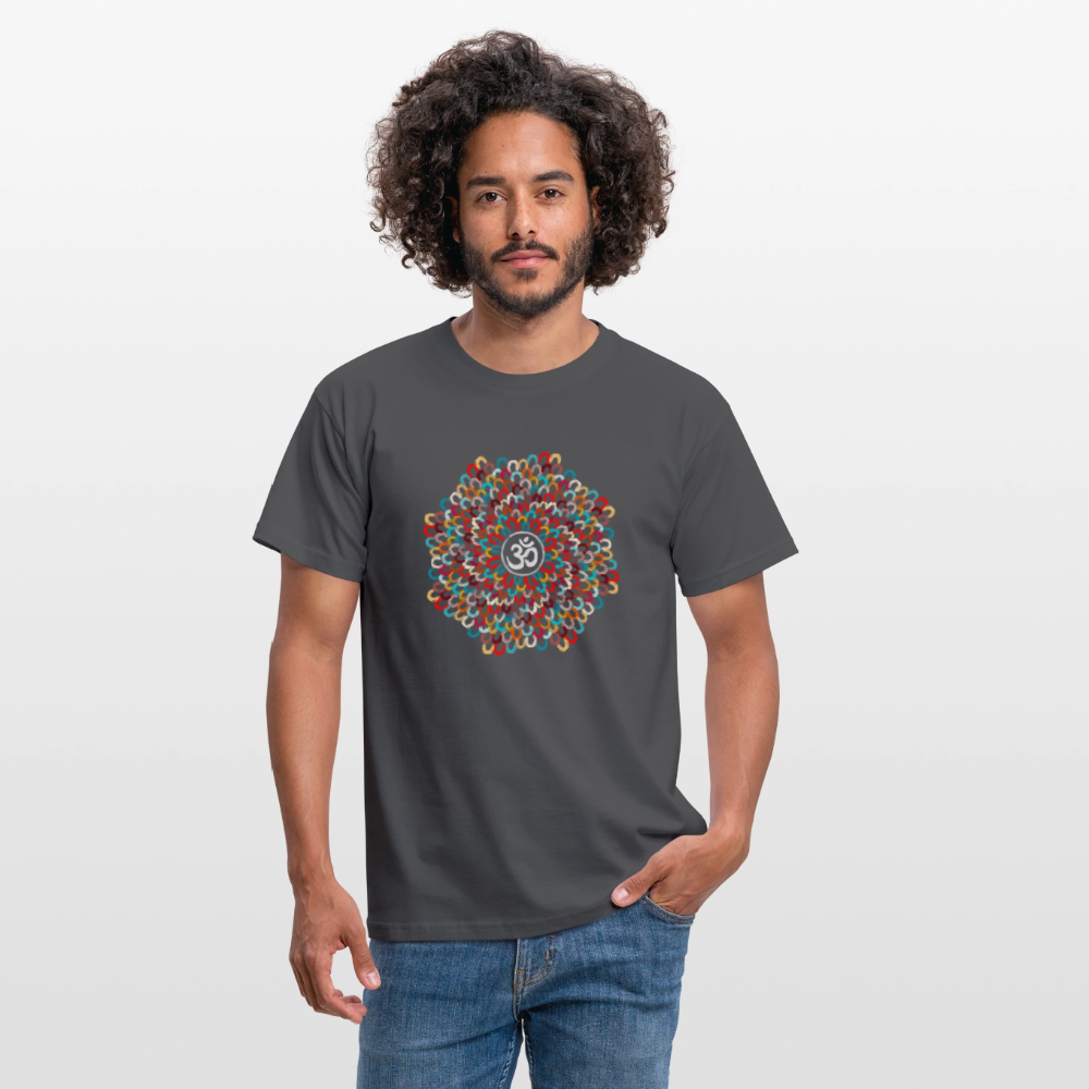 Yogi, Prana Mandala Om - Bunte Federn - Männer T-Shirt - Anthrazit