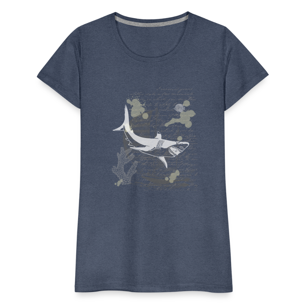 Vintage Steampunk Hai Motiv - Frauen Premium T-Shirts - Blau meliert