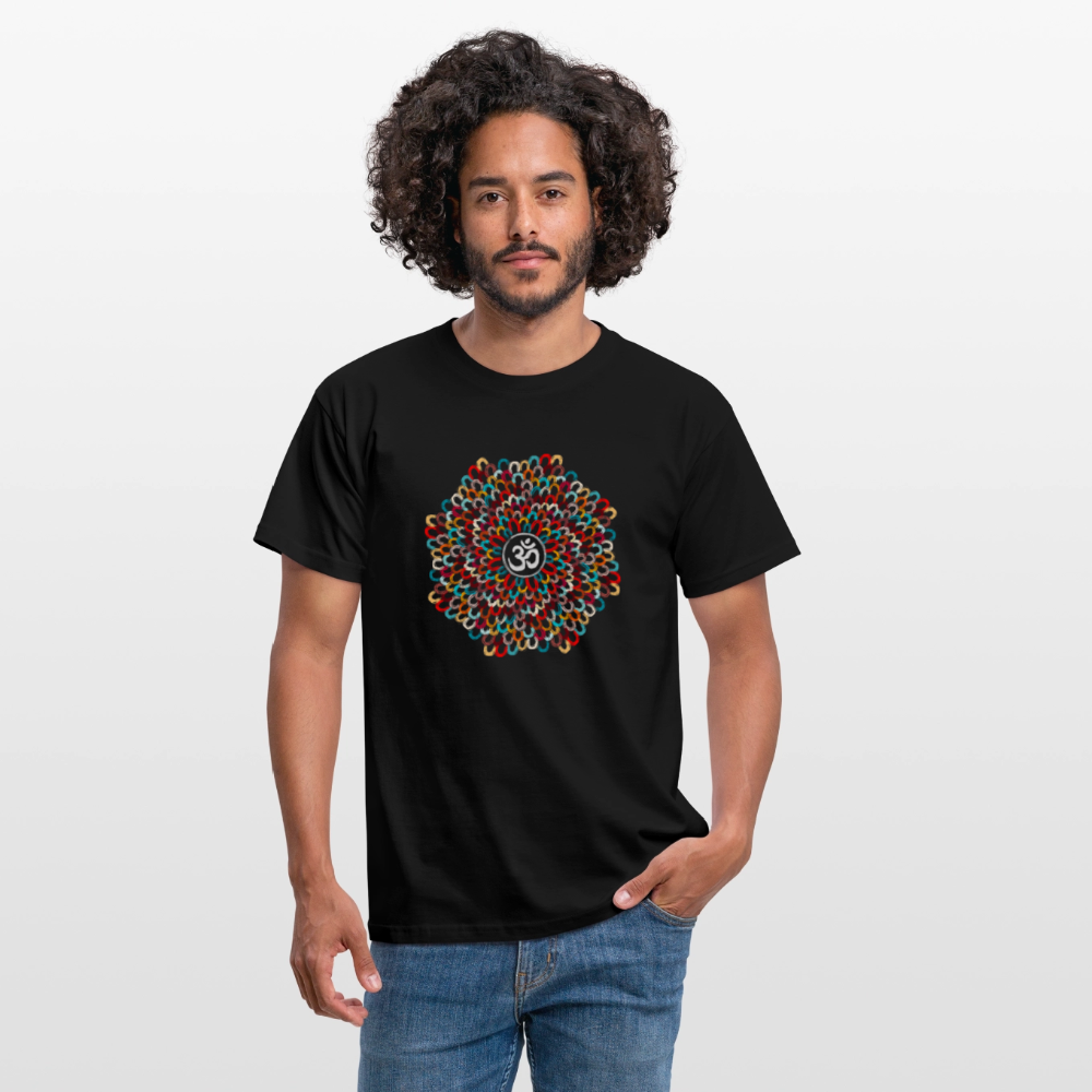 Yogi, Prana Mandala Om - Bunte Federn - Männer T-Shirt - Schwarz