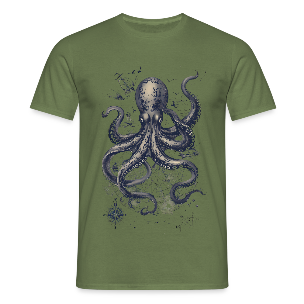 Steampunk Oktopus - Männer T-Shirt - Militärgrün