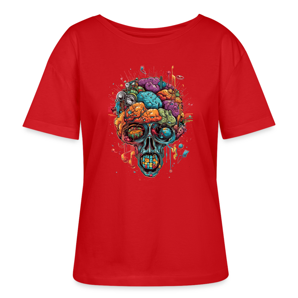 Surrealistischer, psychedelischer Totenkopf - Stanley/Stella Relaxed Rundhals Frauen Bio-T-Shirt SERENA - Rot