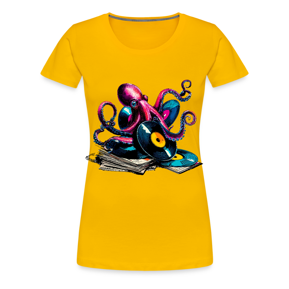 DJ Oktopus – Wenn Tiefsee auf Vinyl trifft - Frauen Premium T-Shirt - Sonnengelb