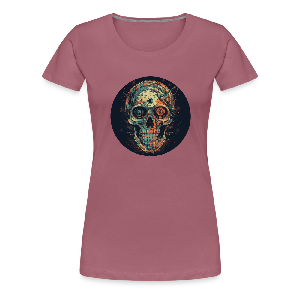 Retro Futuristischer Totenkopf Skull Cyborg- Frauen Premium T-Shirt - Malve