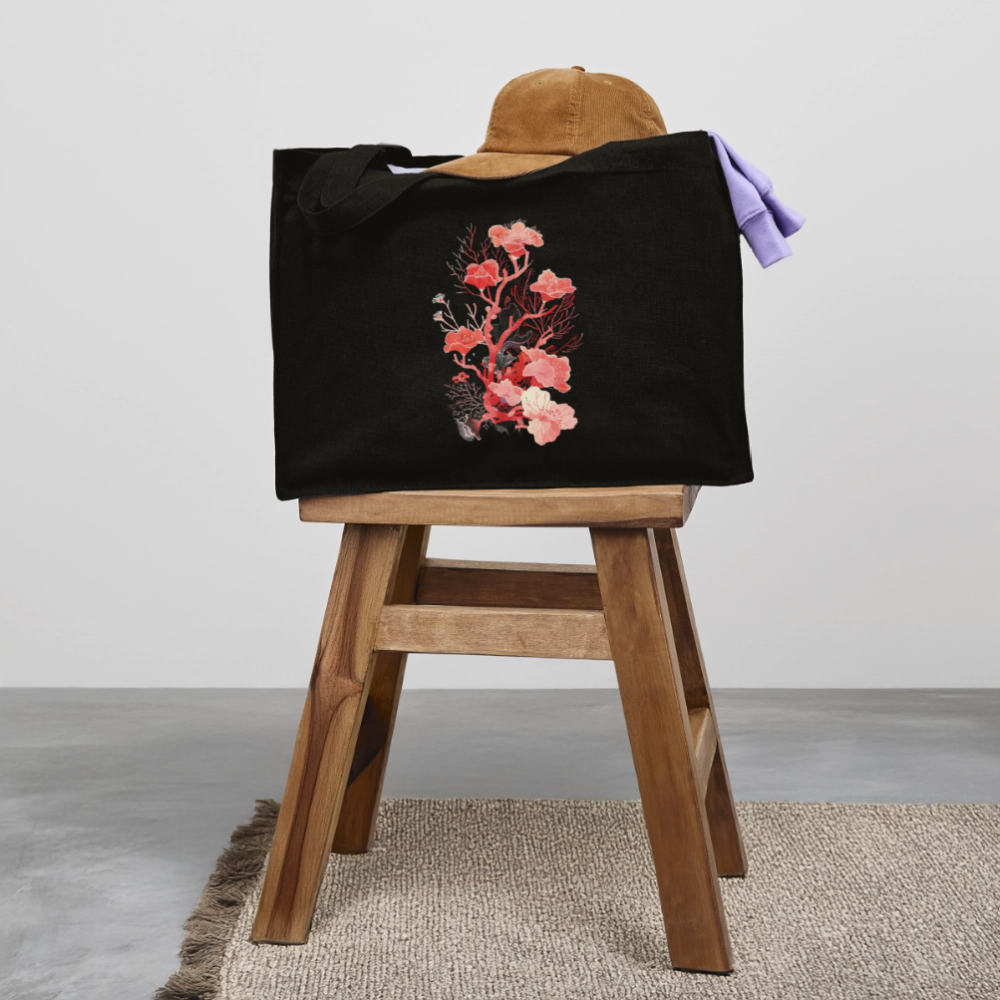 Zarte Korallen Blumen - Stanley/Stella recycelter Shopping Bag - Schwarz