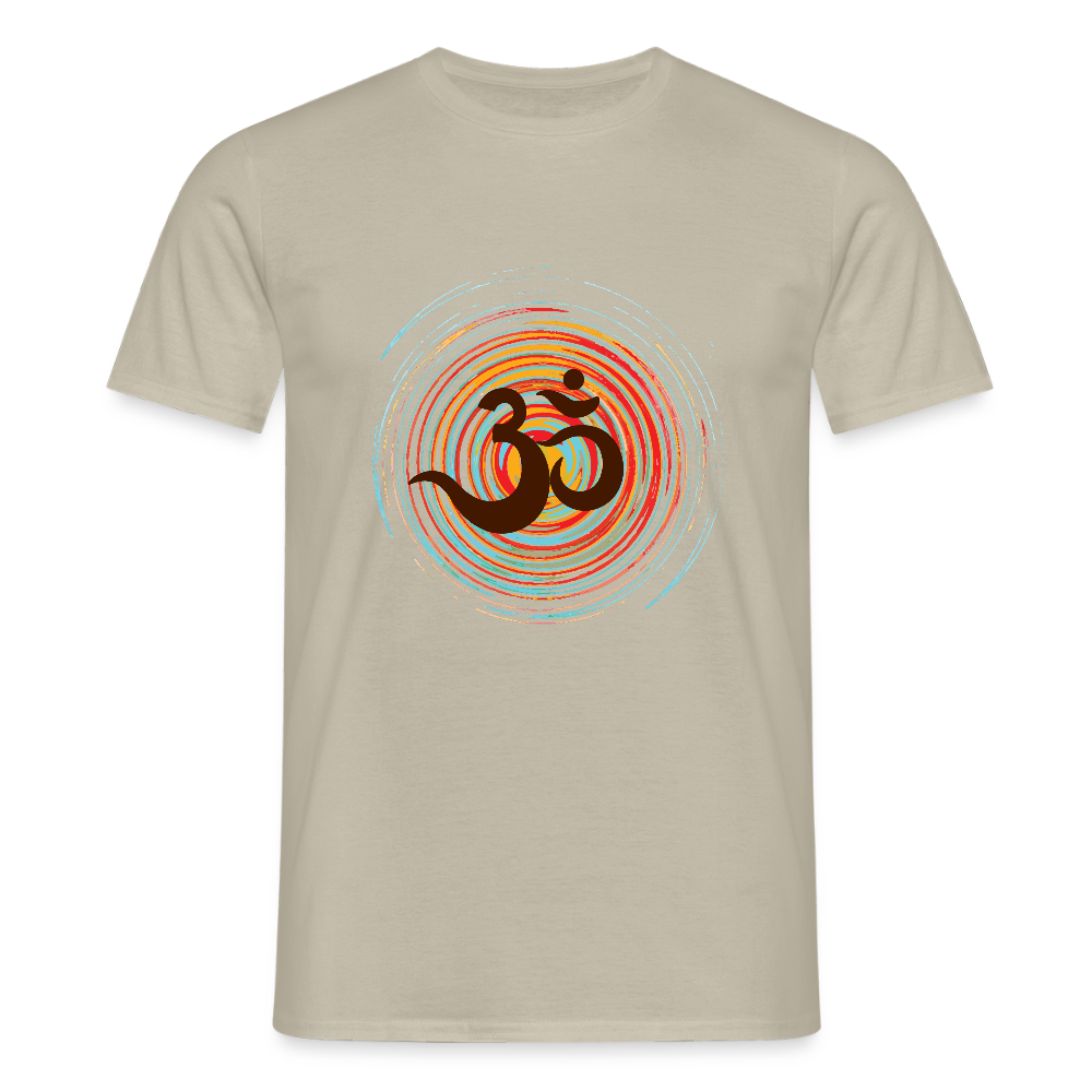 Om auf bunten Kreisen, Prana Zen Design - Männer T-Shirt - Sandbeige