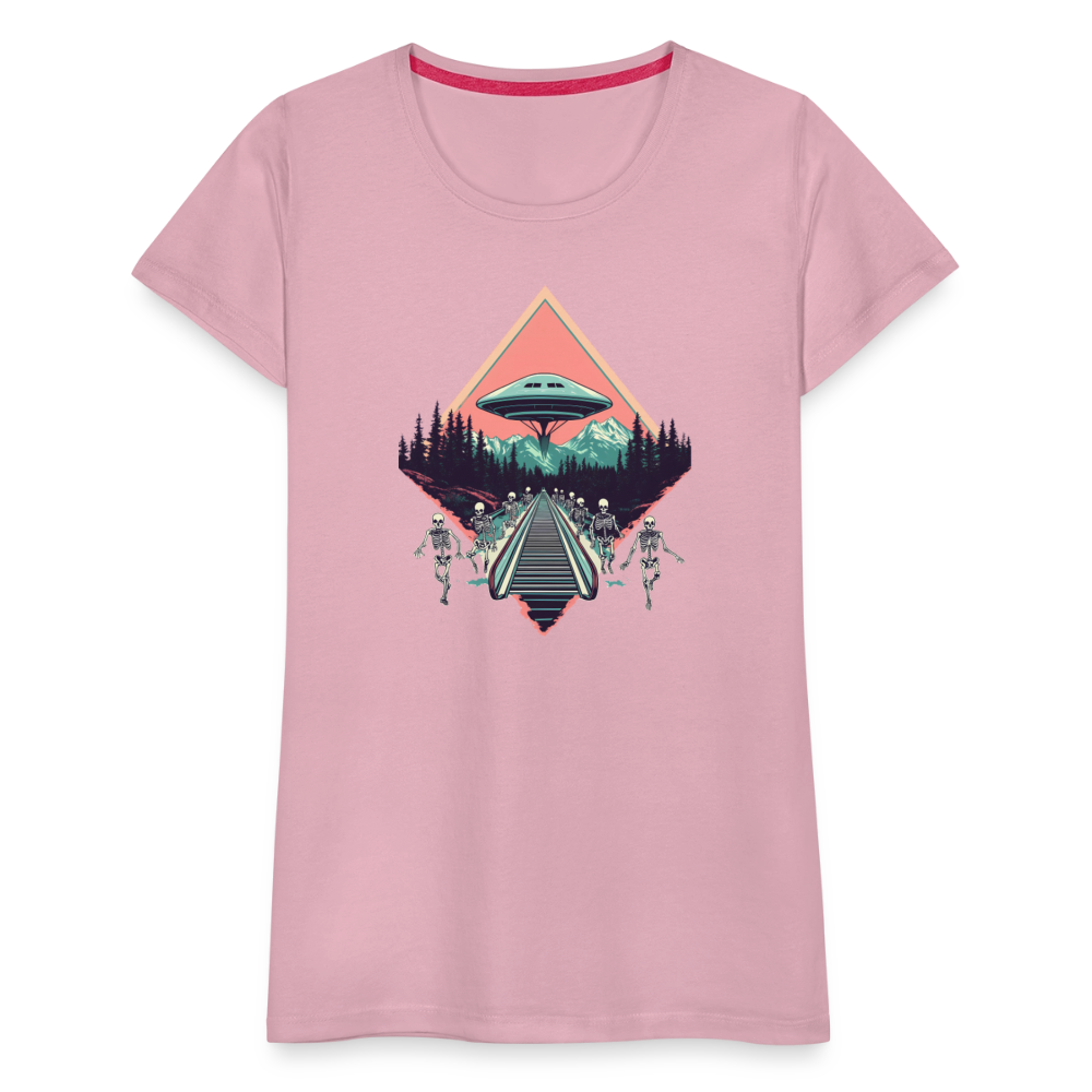 Retro UFO 80er Jahre Motiv - Frauen Premium T-Shirt - Hellrosa