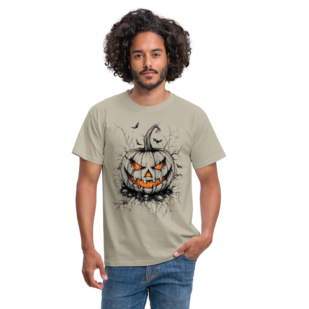 Gruseliger Horror Kürbis - Halloween Motiv - Männer T-Shirt - Sandbeige