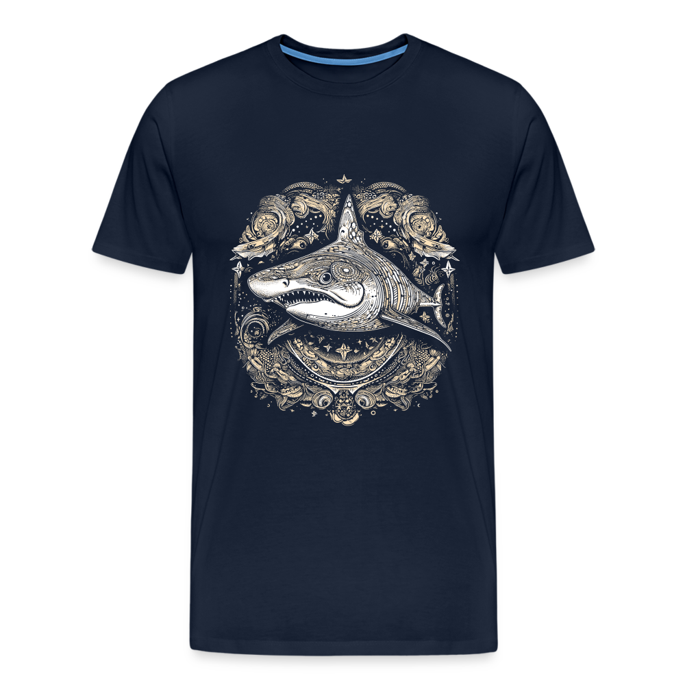 Cooler Hai mit Boho/Tribal Mustern - Männer Premium T-Shirts - Navy