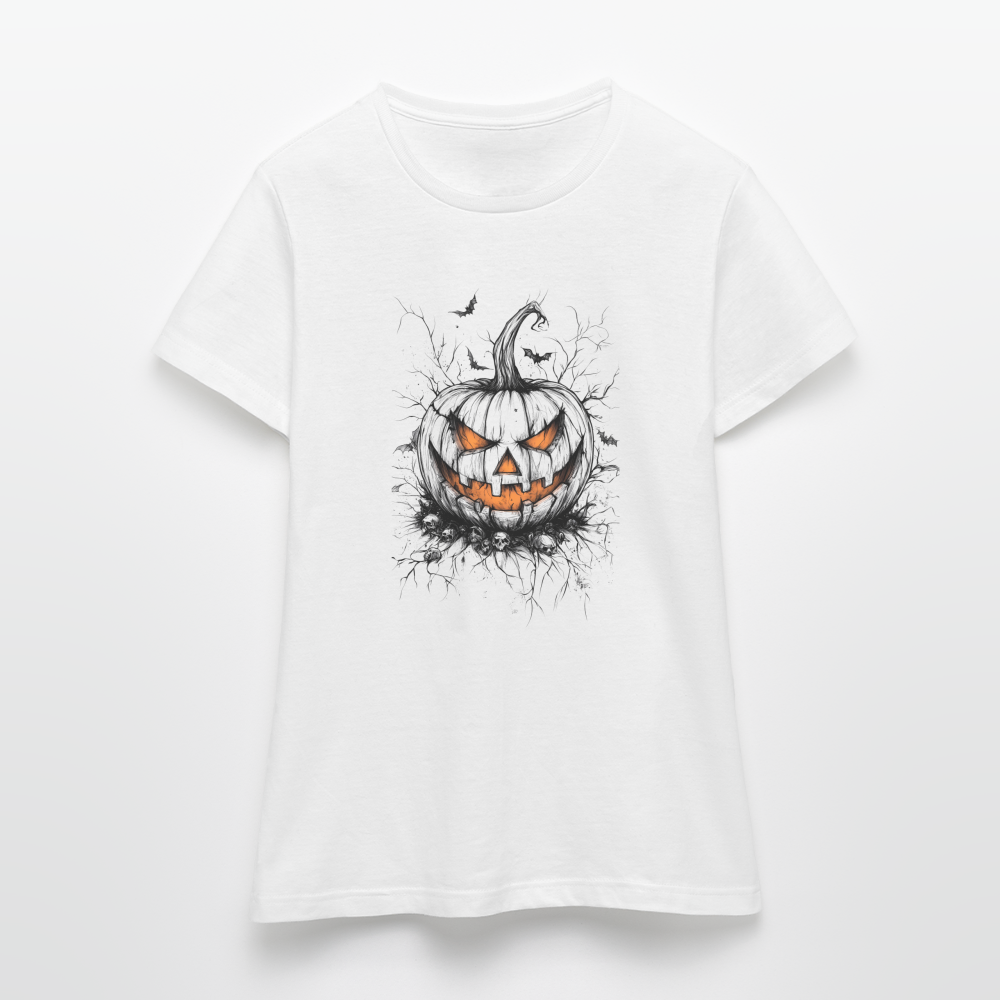 Gruseliger Horror Kürbis - Halloween Motiv - Frauen T-Shirt - Weiß