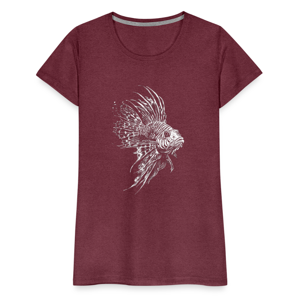 Rotfeuerfisch - Monochrom - Frauen Premium T-Shirt - Bordeauxrot meliert