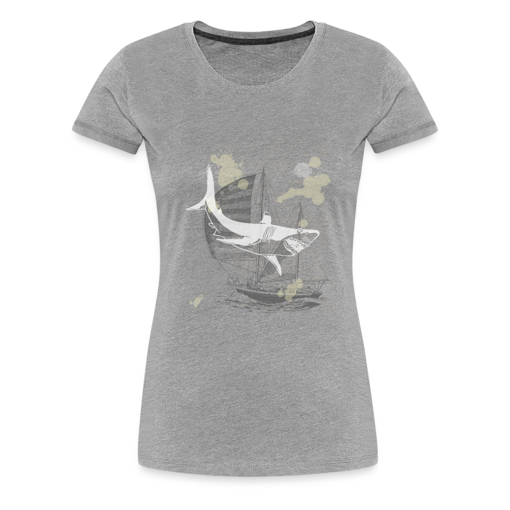 Vintage Steampunk Hai Motiv - Frauen Premium T-Shirts - Grau meliert
