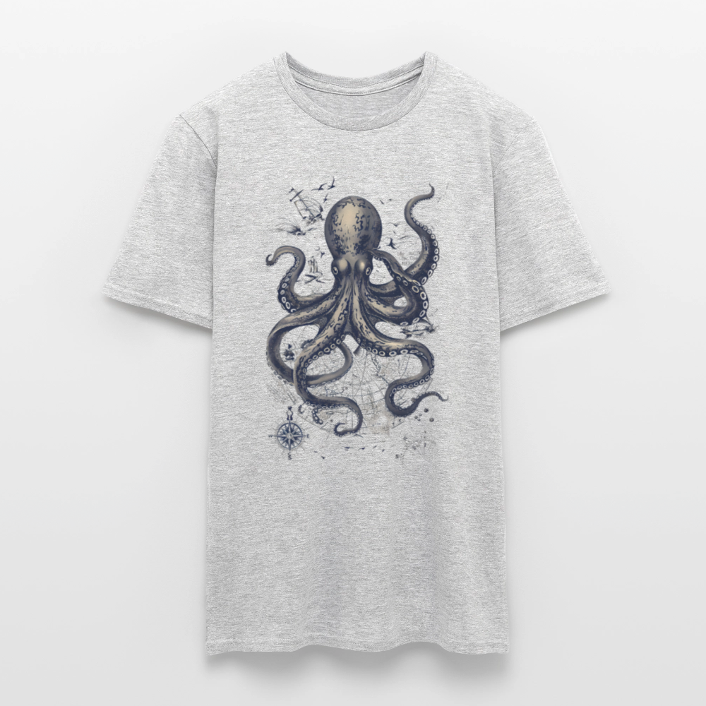 Steampunk Oktopus - Männer T-Shirt - Grau meliert