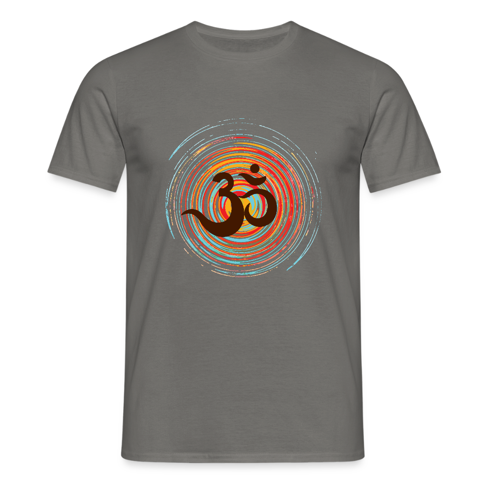 Om auf bunten Kreisen, Prana Zen Design - Männer T-Shirt - Graphit