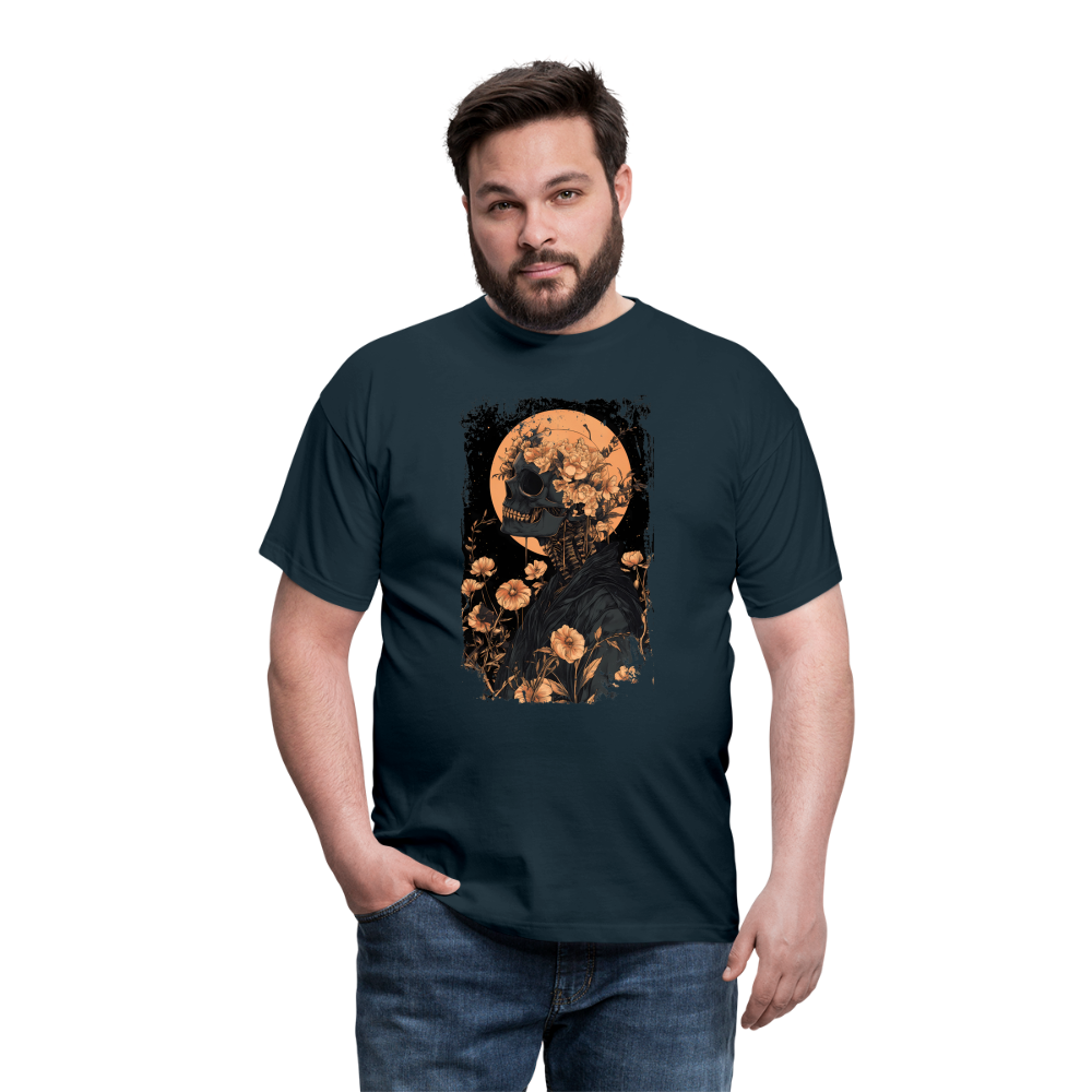 Boho Hippie Skelett im 60er, 70er Jahre Look - Männer T-Shirt - Navy