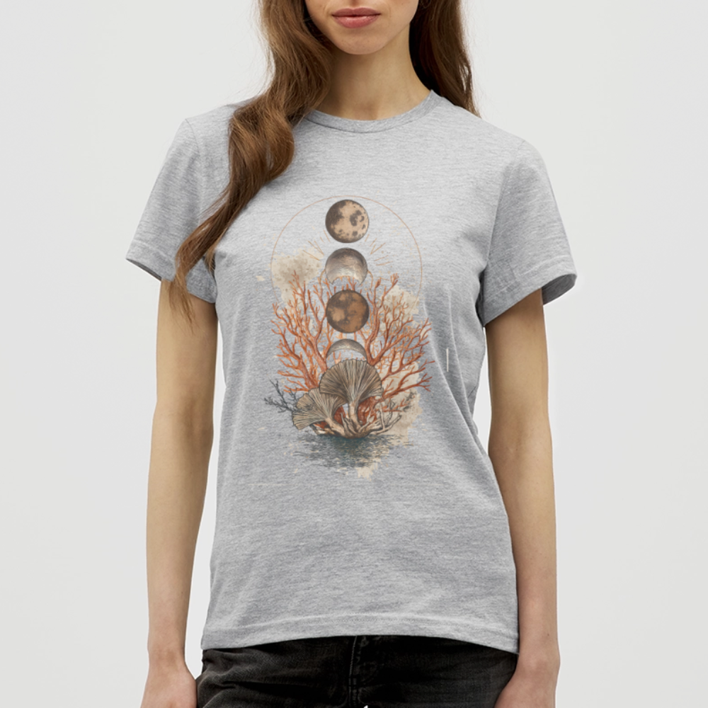 Coral Moons – Die Kraft der Gezeiten auf Stoff - Frauen T-Shirt - Grau meliert