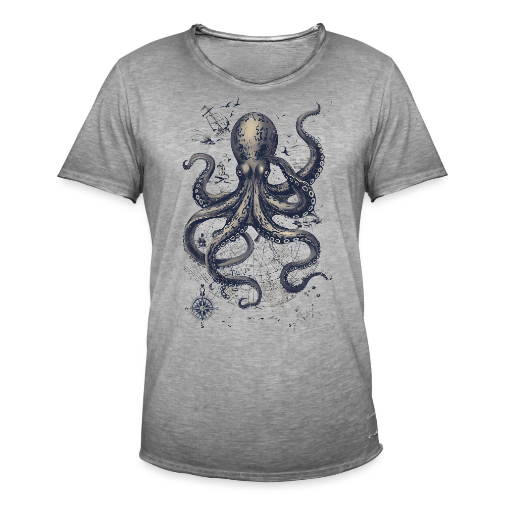 Steampunk Oktopus - Männer Vintage T-Shirt - Vintage Grau