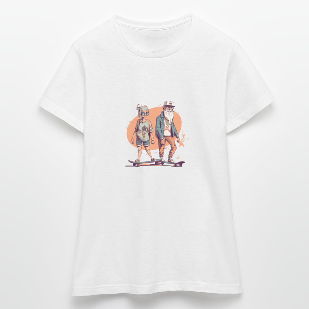 Cooles älteres Pärchen als Skater Hipster - Frauen T-Shirt - Weiß