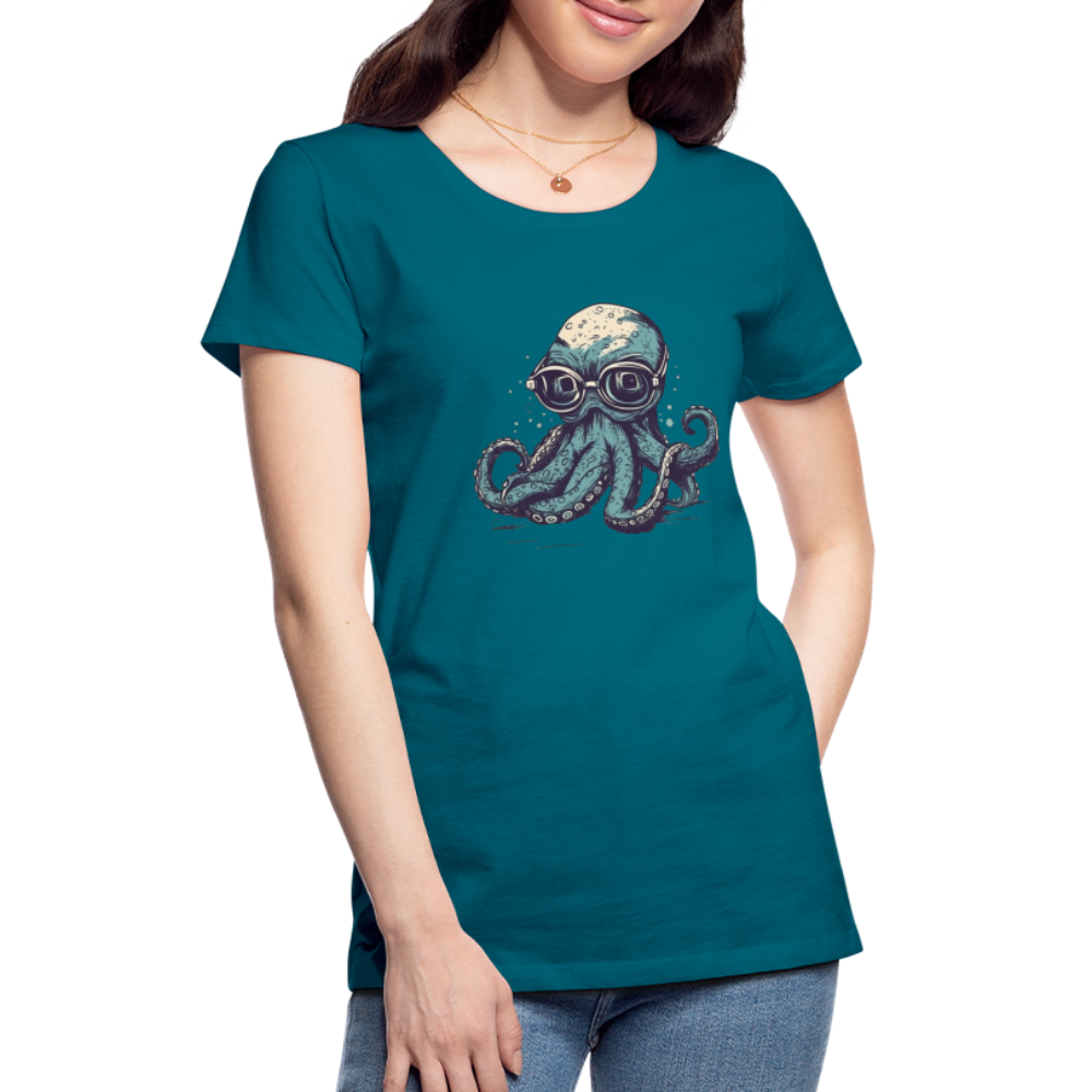 Nerdy Comic Oktopus mit Brille - Frauen Premium T-Shirts - Divablau