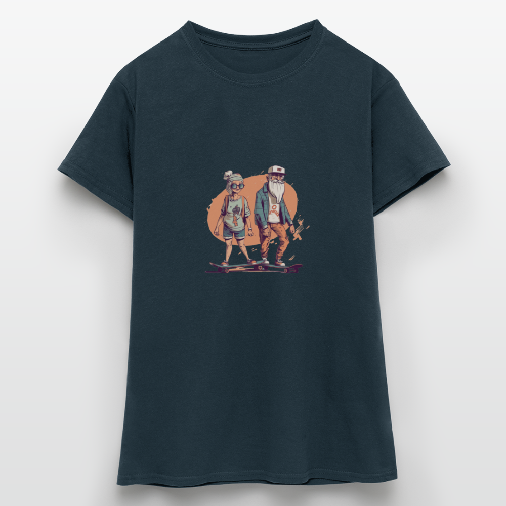 Cooles älteres Pärchen als Skater Hipster - Frauen T-Shirt - Navy