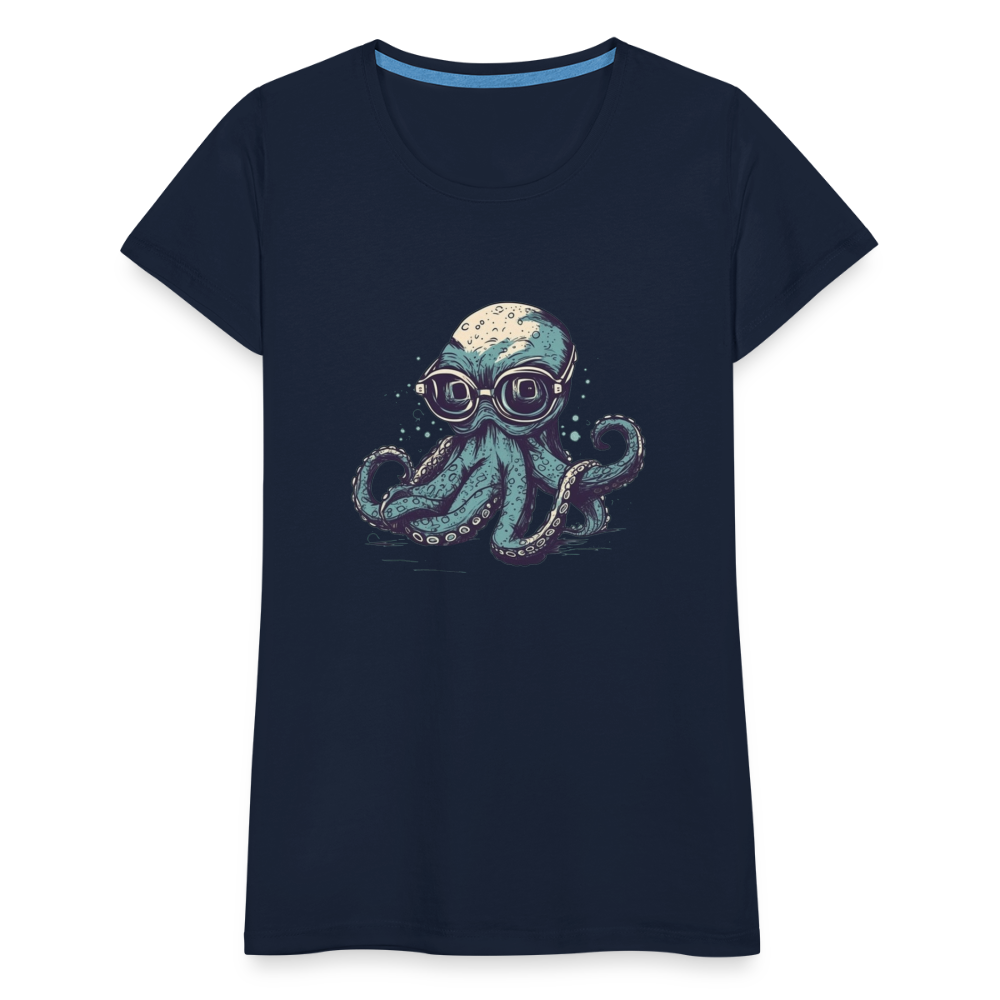 Nerdy Comic Oktopus mit Brille - Frauen Premium T-Shirts - Navy