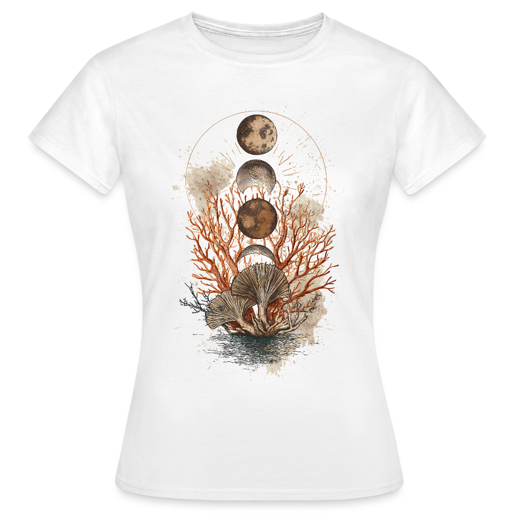 Coral Moons – Die Kraft der Gezeiten auf Stoff - Frauen T-Shirt - Weiß