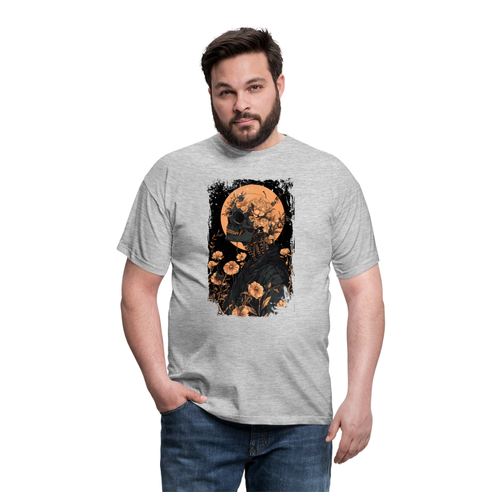 Boho Hippie Skelett im 60er, 70er Jahre Look - Männer T-Shirt - Grau meliert