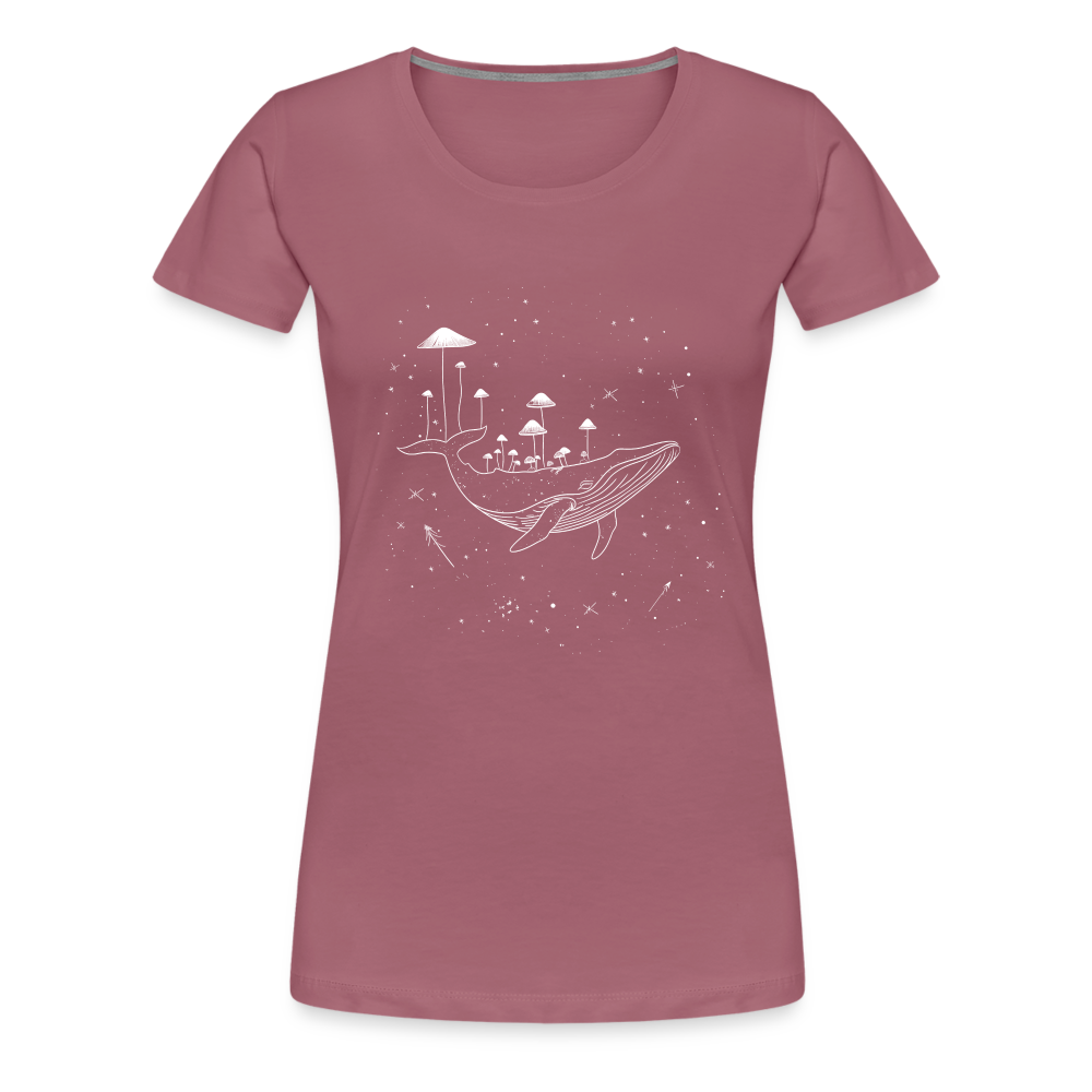Surrealer Wal mit Pilzen im Weltraum mit Sternen - Frauen Premium T-Shirt - Malve