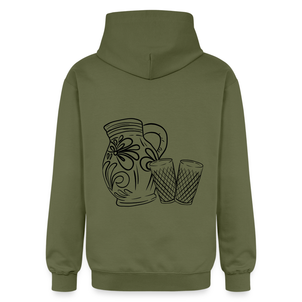 Bembel mit Gläsern - Hessisch Mundart - Unisex Premium Hoodie - Militärgrün