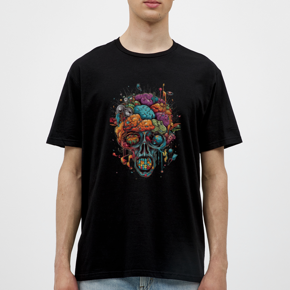 Surrealistischer, psychedelischer Totenkopf - Männer T-Shirt - Schwarz