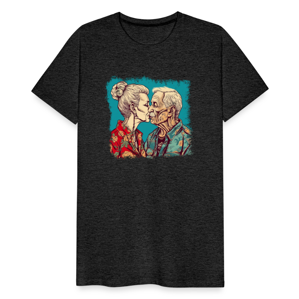 Küssendes Best Ager Pärchen mit Hawaiihemden - Männer T-Shirt - Anthrazit
