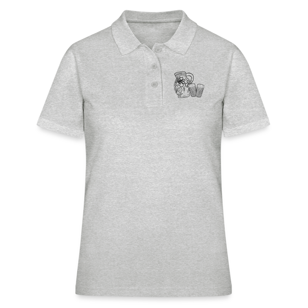 Bembel mit Gläsern - Hessisch Mundart - Frauen Premium Poloshirt - Grau meliert