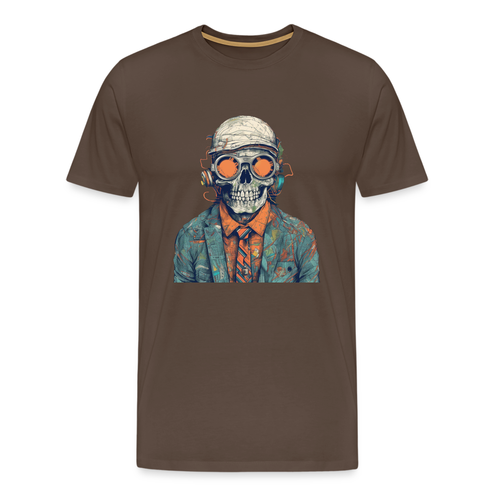 Cooles Skelett Portrait mit Sonnenbrille, Mütze - Männer Premium T-Shirt - Edelbraun