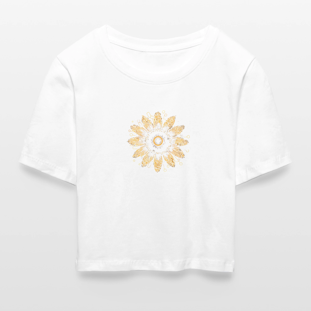 Boho Sonnenblumen Mandala Muster-- Cropped T-Shirt - Weiß