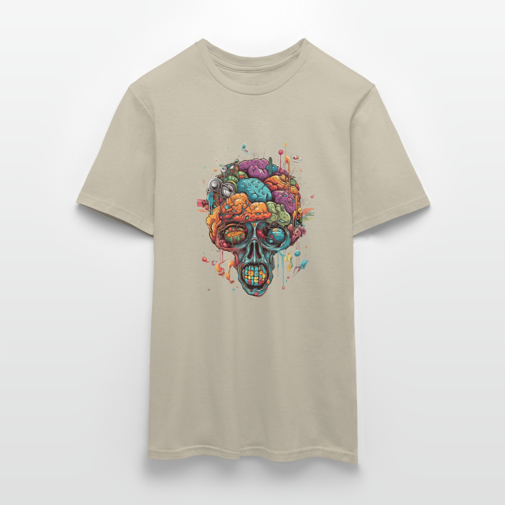 Surrealistischer, psychedelischer Totenkopf - Männer T-Shirt - Sandbeige