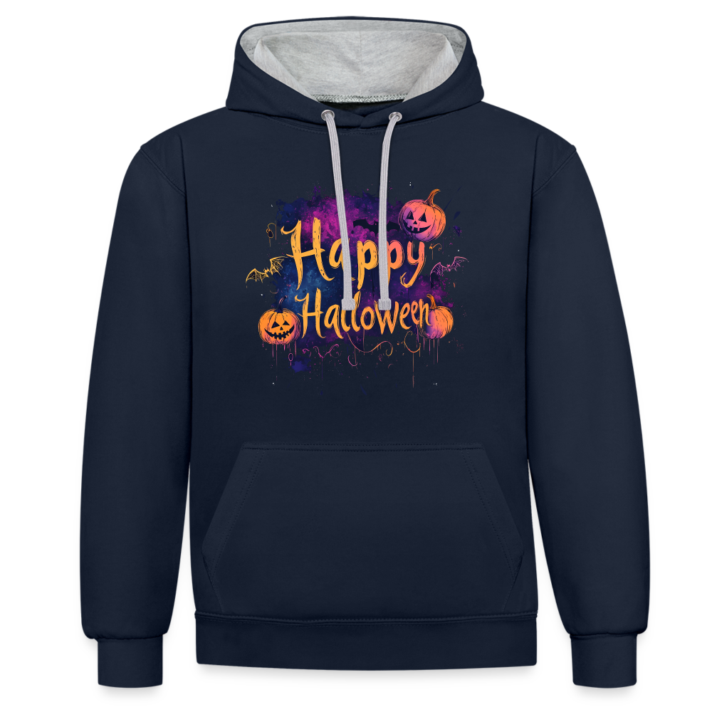 Happy Halloween mit Kürbissen als Schriftzug - Tasse einfarbig - Navy/Grau meliert