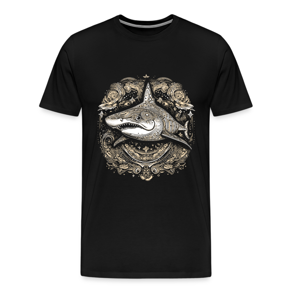 Cooler Hai mit Boho/Tribal Mustern - Männer Premium T-Shirts - Schwarz