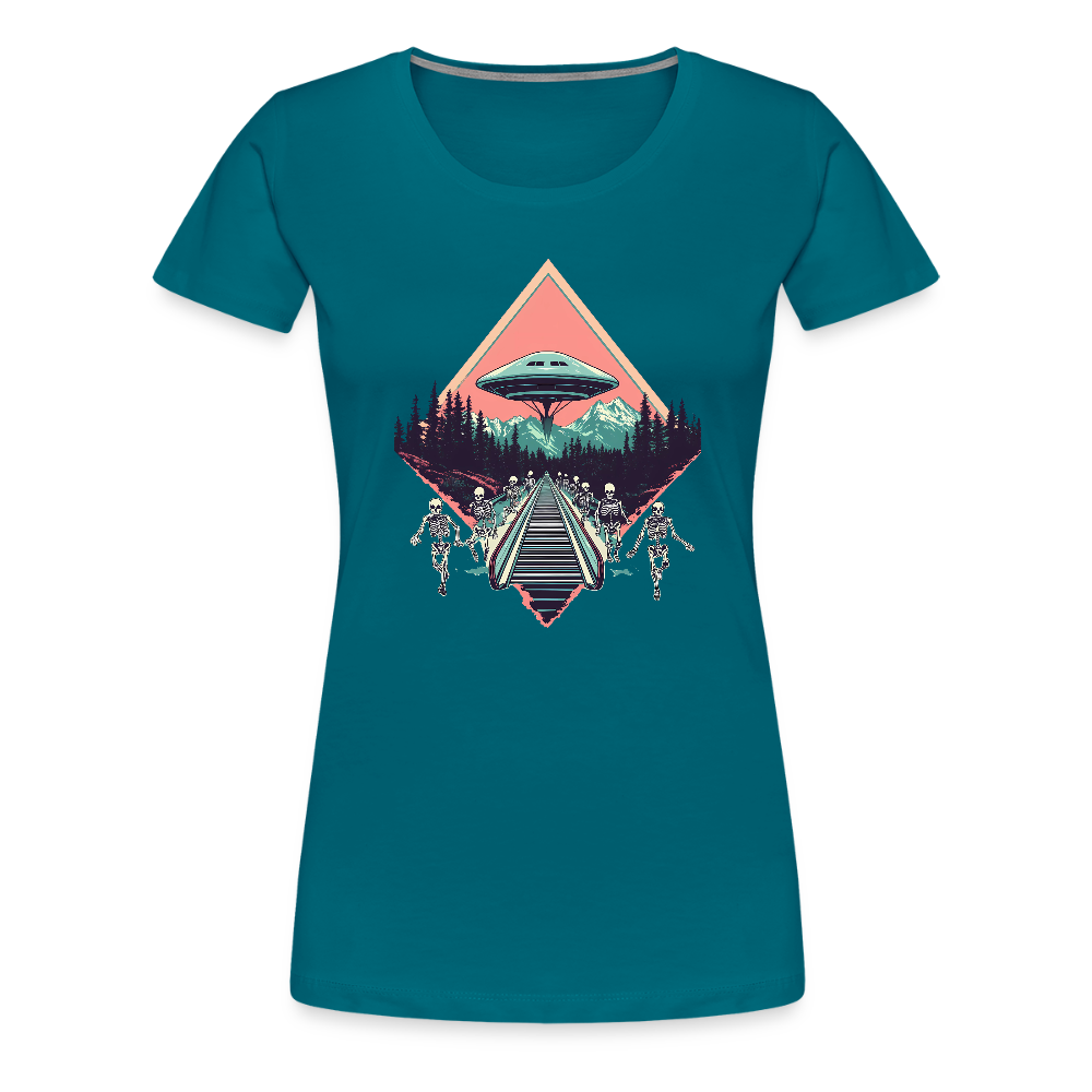 Retro UFO 80er Jahre Motiv - Frauen Premium T-Shirt - Divablau