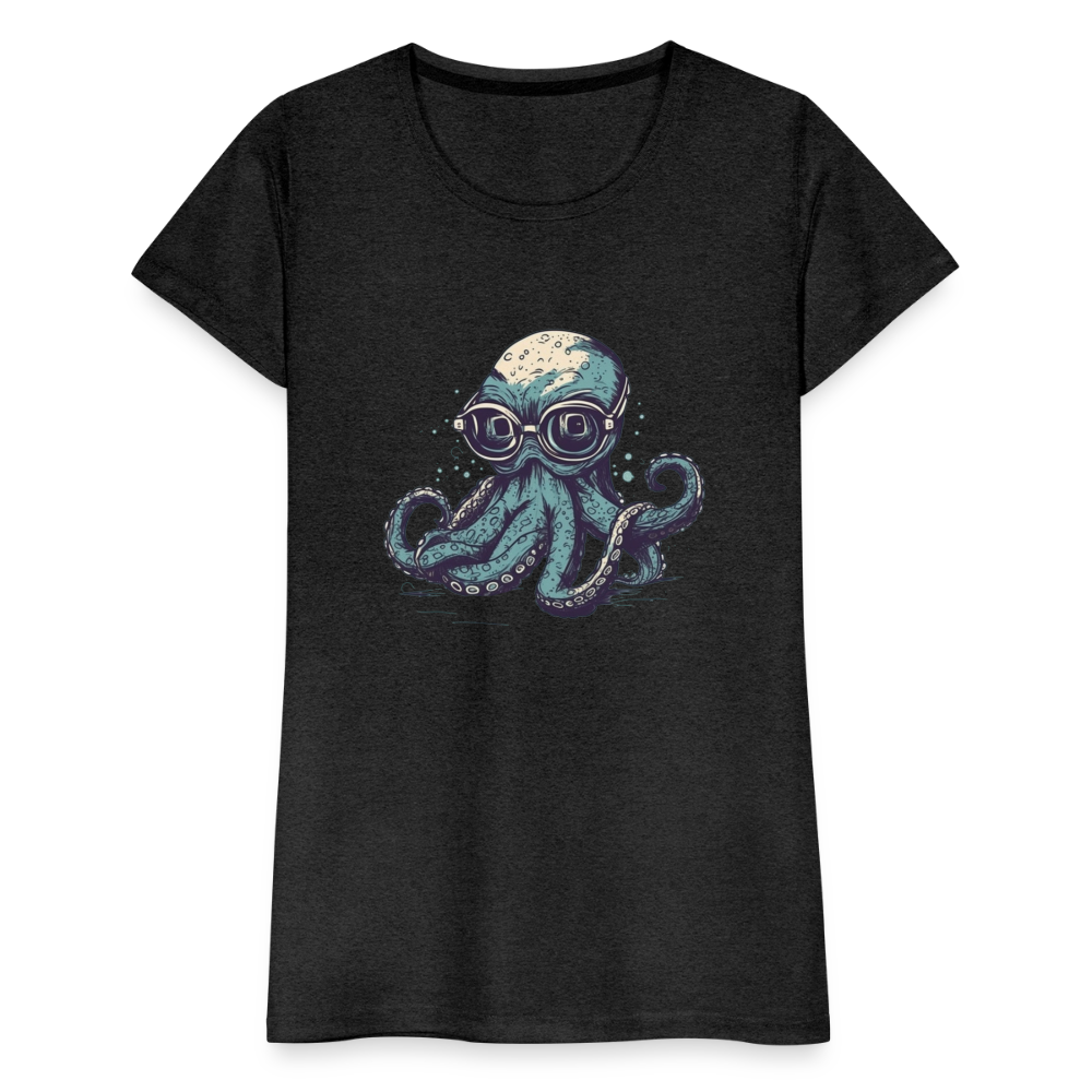 Nerdy Comic Oktopus mit Brille - Frauen Premium T-Shirts - Anthrazit