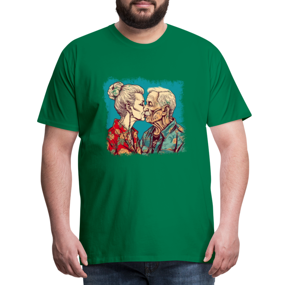 Küssendes Best Ager Pärchen mit Hawaiihemden - Männer T-Shirt - Kelly Green